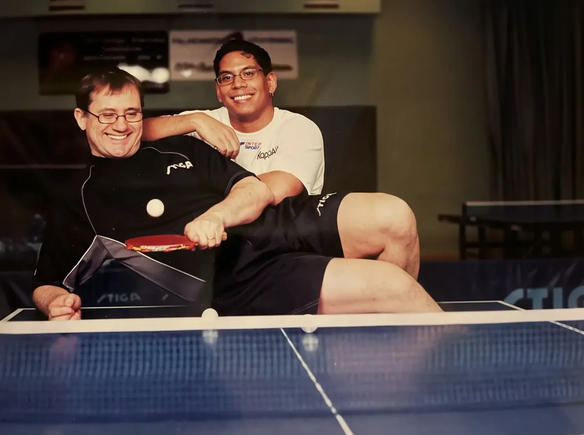 Linus Lönnberg and Stellan Bengtsson at the table tennis table